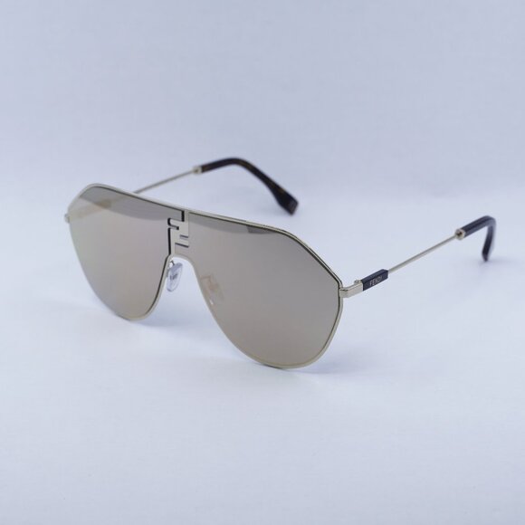 Fendi FE40080U 32G Sunglasses Clear Gold Aviator Frame, Brown Mirror Lenses - Picture 1 of 11